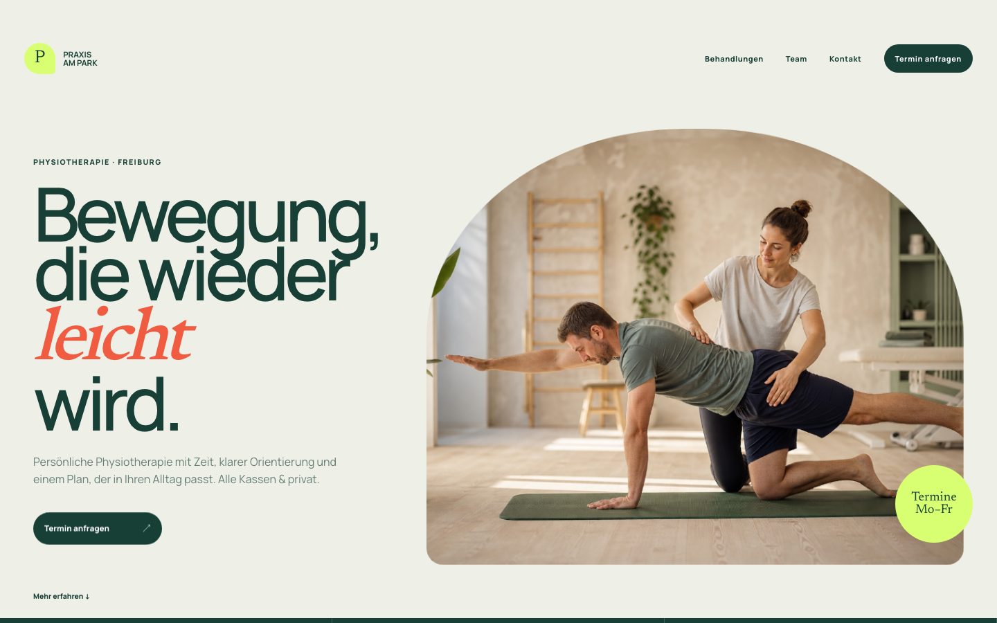 Vorschau der Physiotherapie-Konzeptwebsite Praxis am Park