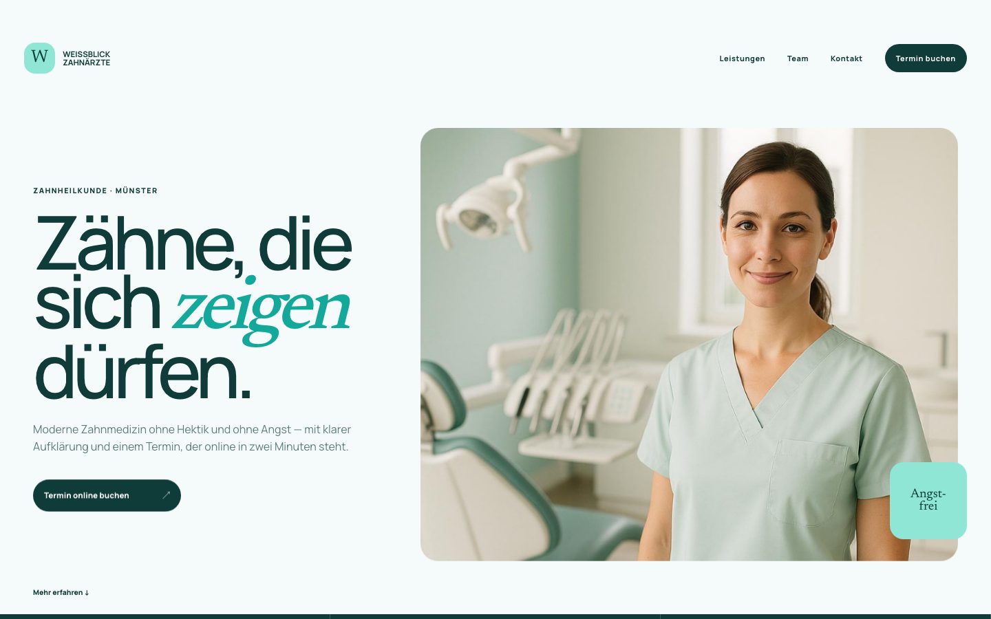 Vorschau der Zahnarzt-Konzeptwebsite Weißblick Zahnärzte